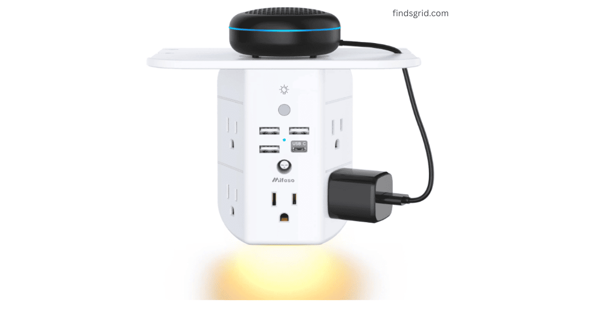 Mifaso 9-in-1 wall outlet extender with shelf and night light review