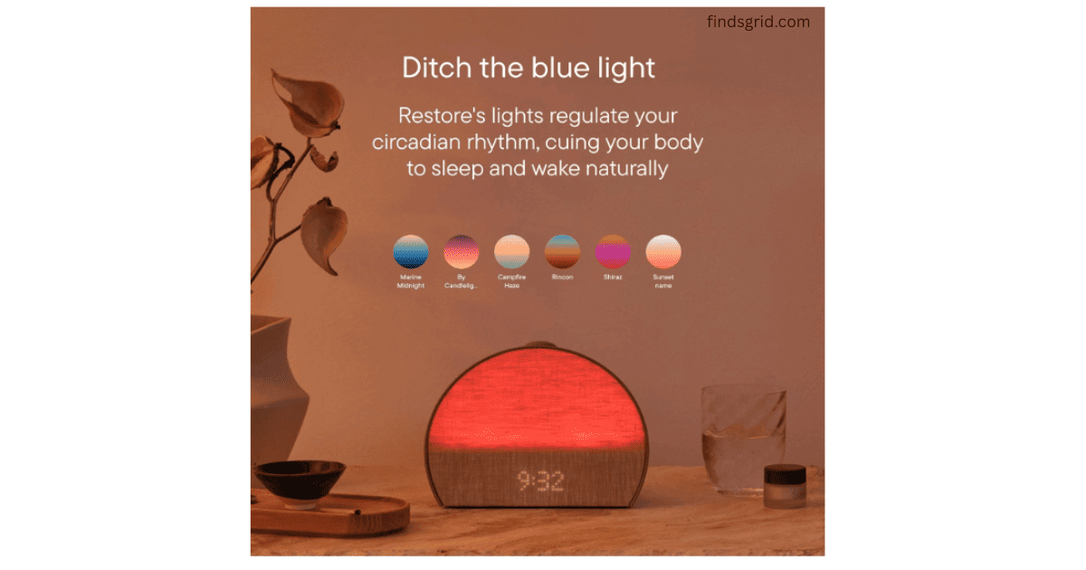 Natural circadian sunrise alarm light glow effect on Hatch Restore 3