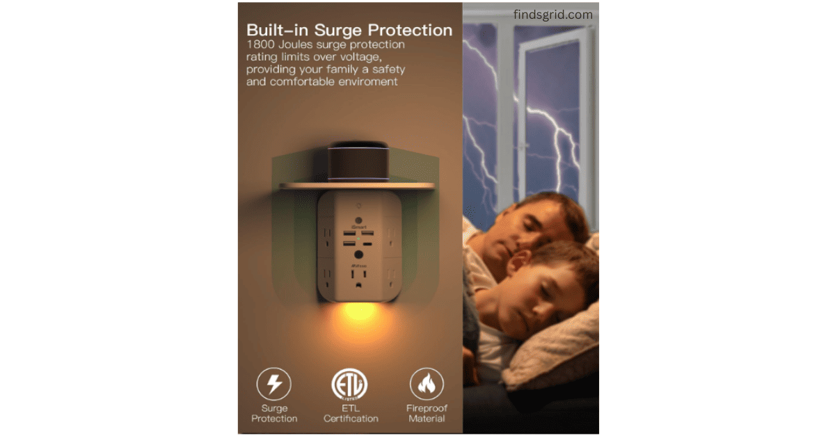 Mifaso 1800 Joules built in surge protection for home devices safety