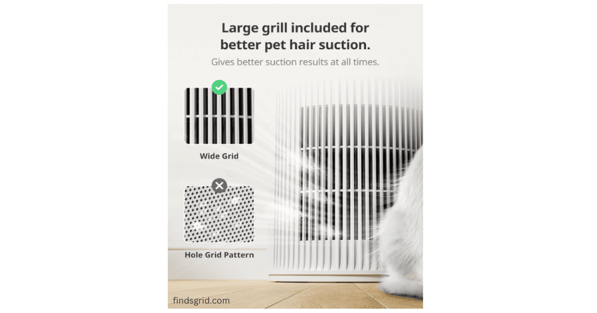SwitchBot air purifier wide grill design for efficient pet hair suction