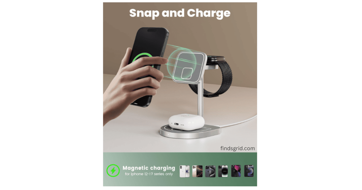 KU XIU magnetic iPhone wireless charging stand snap and charge