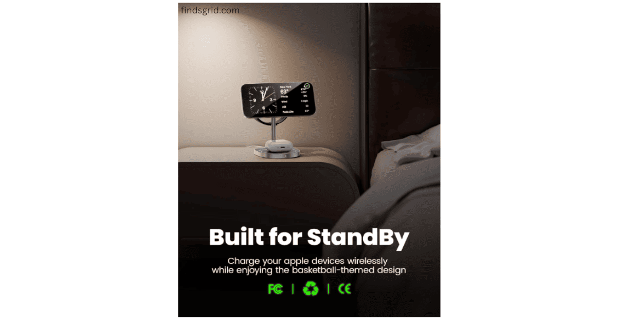KU XIU X85 basketball wireless charger standby mode on nightstand