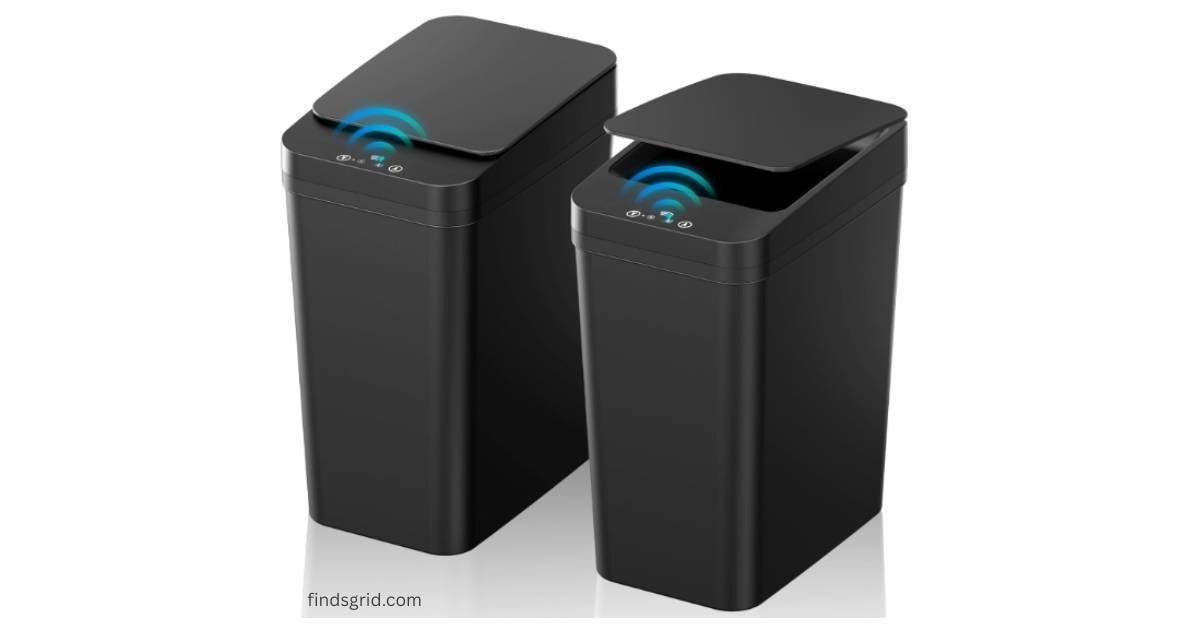 Automatic touchless motion sensor slim trash can set for small bathroom spaces