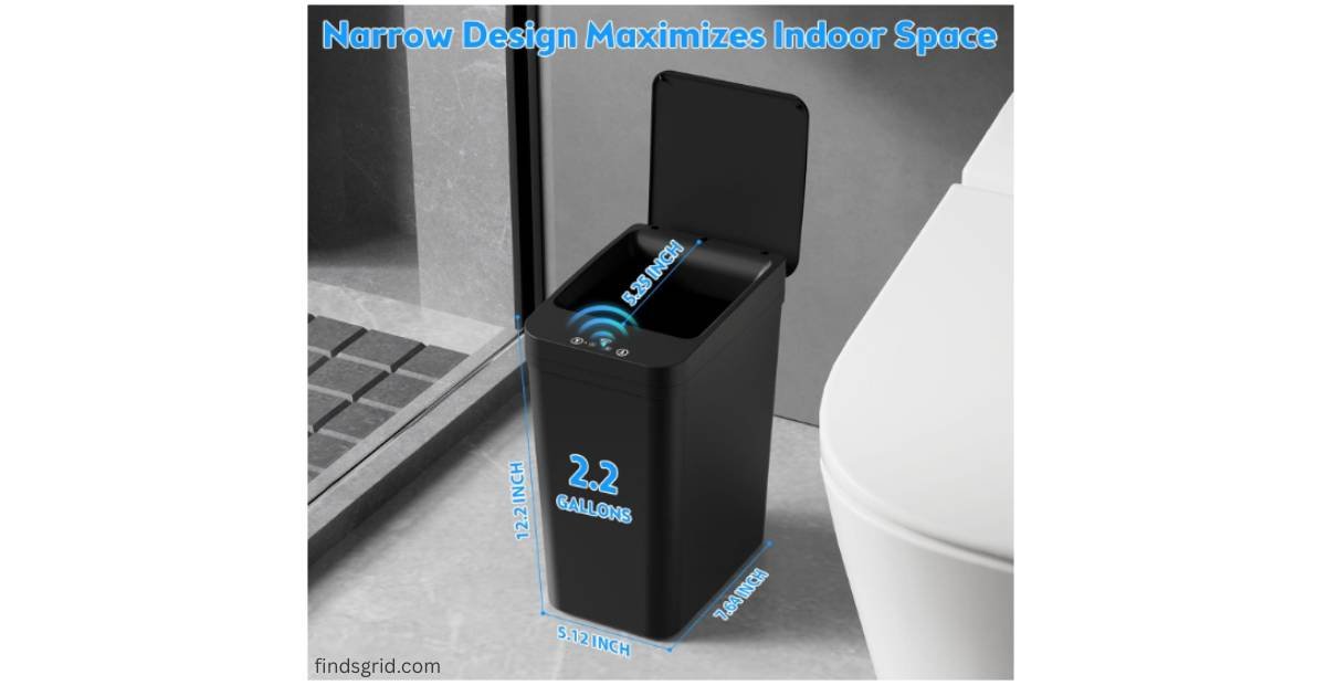 Dimensions and size measurements of KOEYLE small touchless bathroom trash can