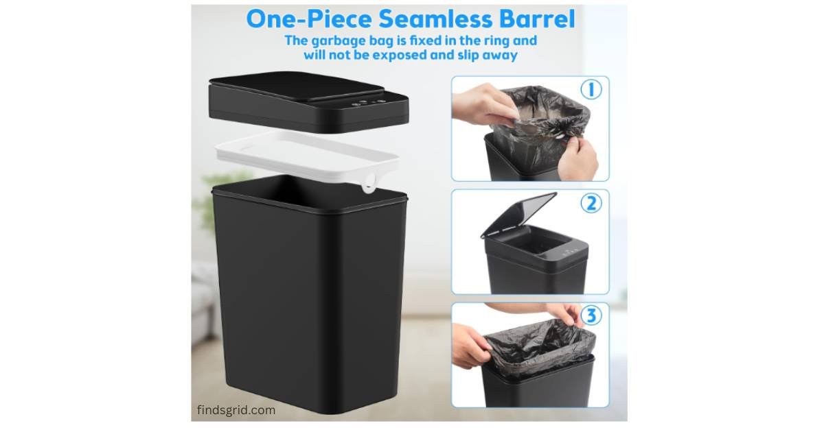How to install garbage bag ring in KOEYLE slim trash can