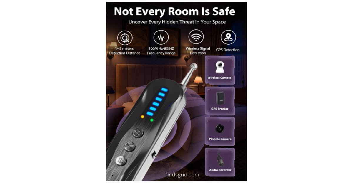 Multi functional anti spy bug detector scanning for wireless cameras and listening devices
