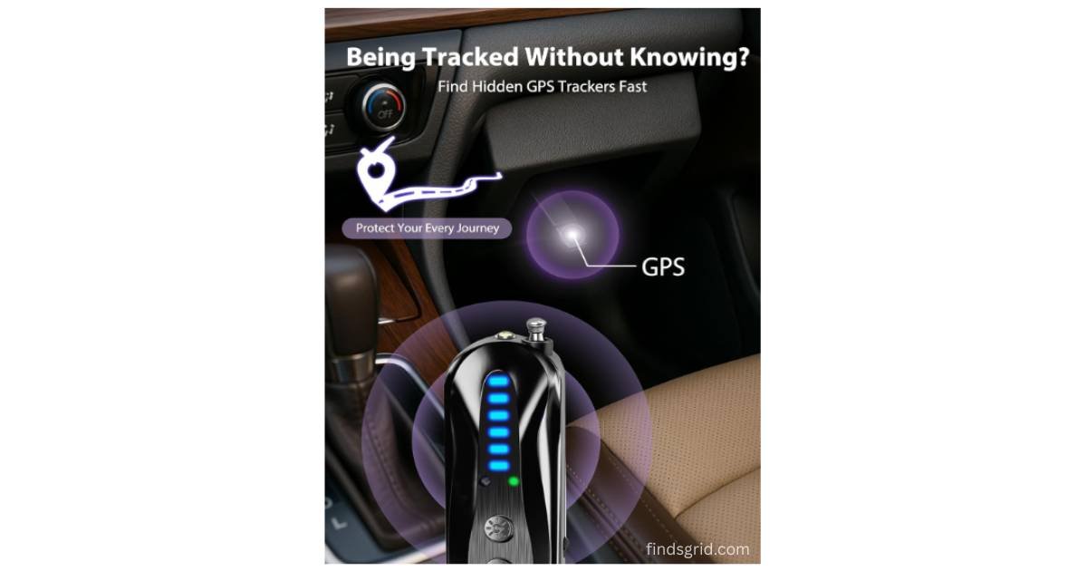 GPS tracker detector scanning inside a car for hidden magnetic tracking devices