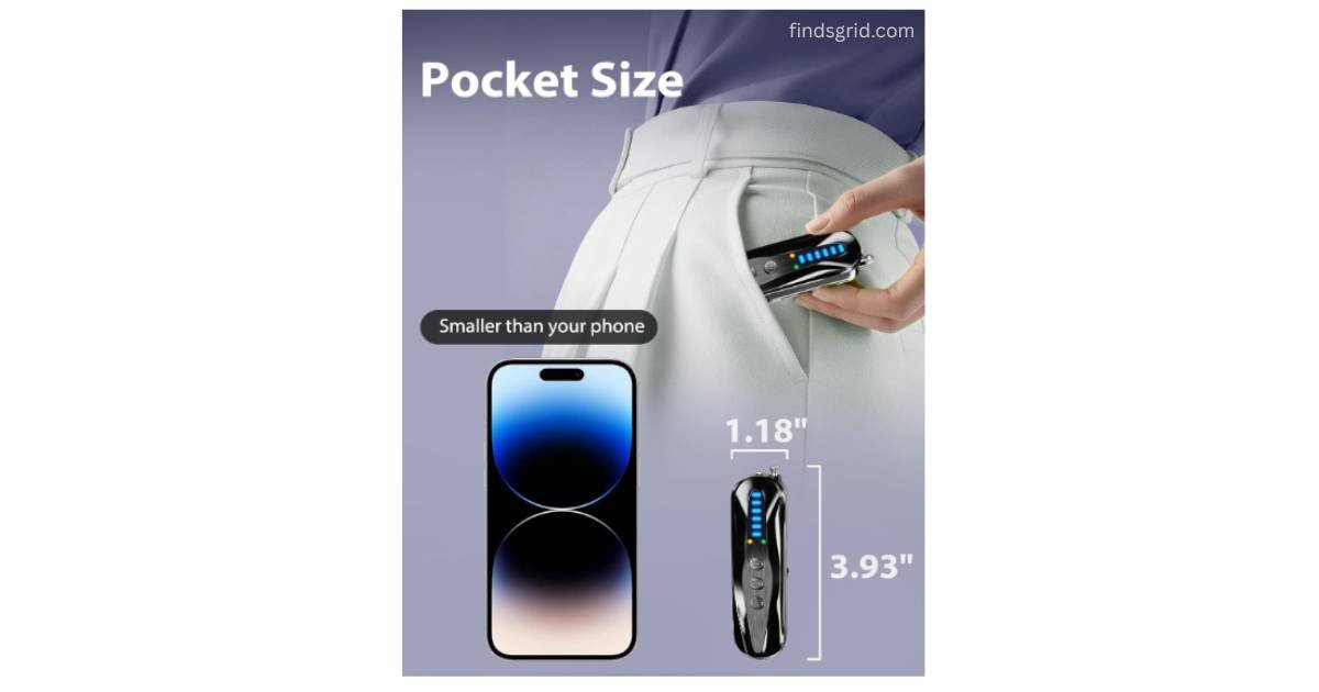 Compact pocket size hidden device finder compared with smartphone size