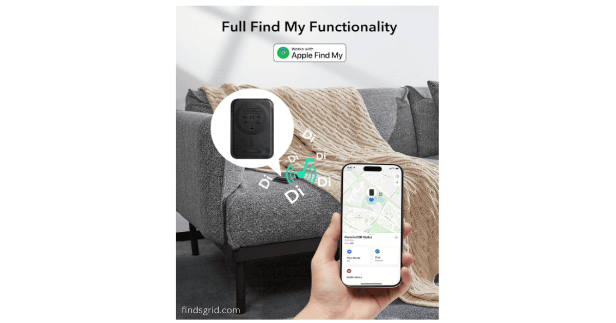 Tracking ESR Geo MagSafe Wallet real time location using Apple Find My app map