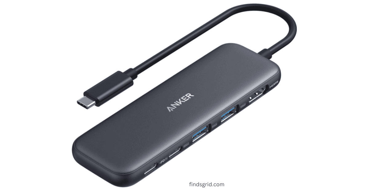 Anker USB-C hub 5-in-1 product image showing compact design with multiple ports