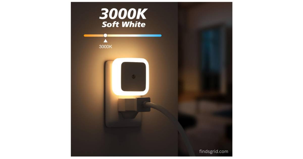 Sujeet 3000K Soft White LED plug in night light glowing in dark
