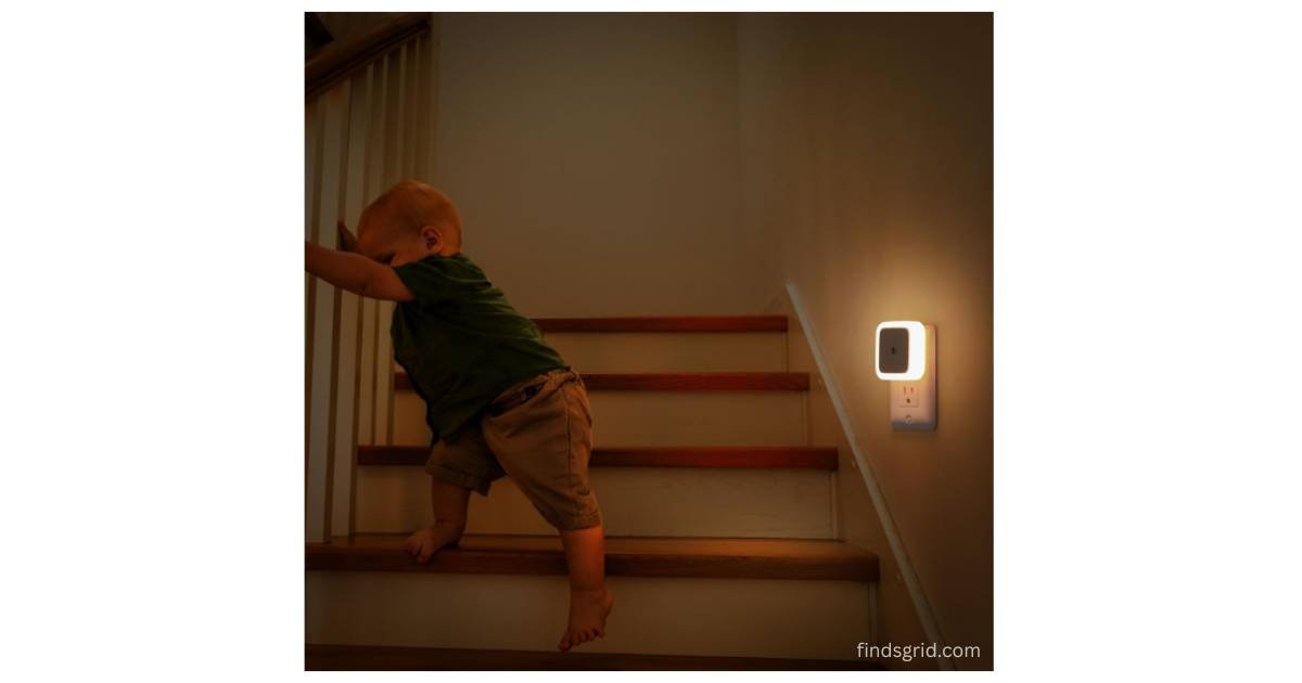 Sujeet plug in night light illuminating stairs for child safety