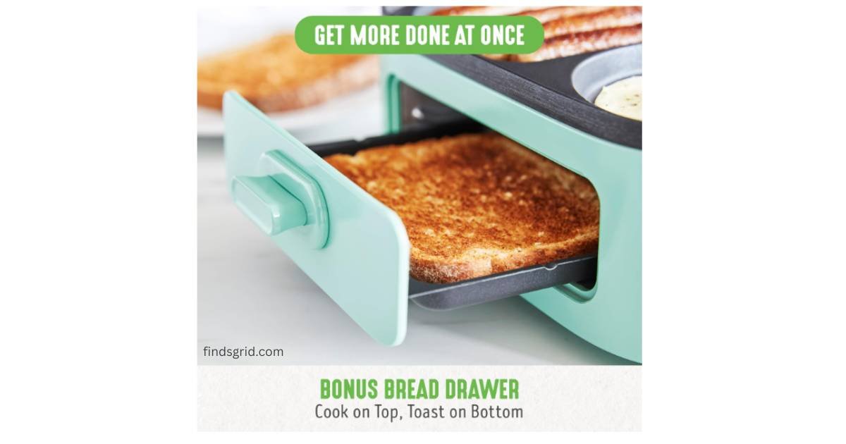 GreenLife 3-in-1 breakfast maker toast drawer