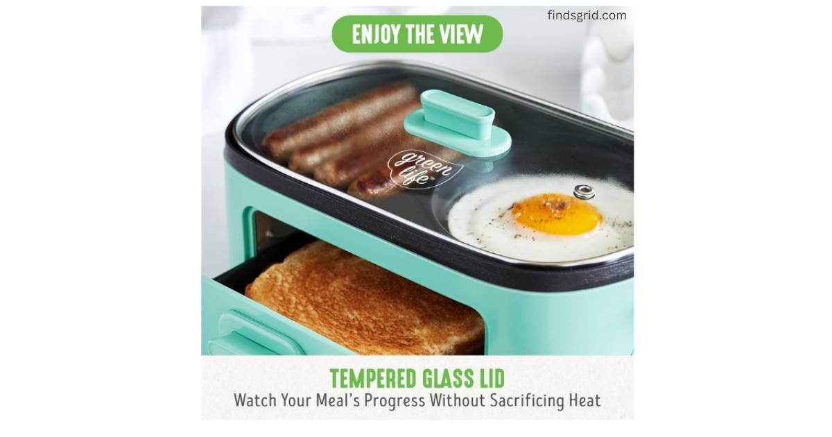 GreenLife breakfast maker tempered glass lid for griddle top