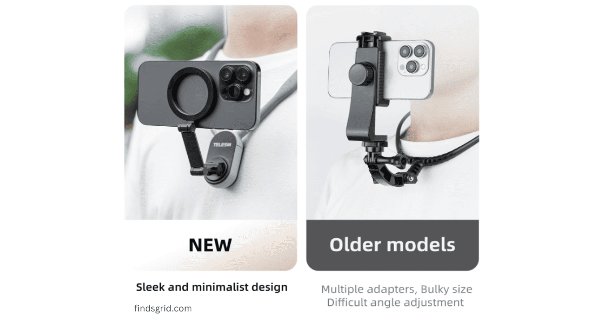 Telesin Magnetic Neck Mount vs Older Bulky Phone Clamps