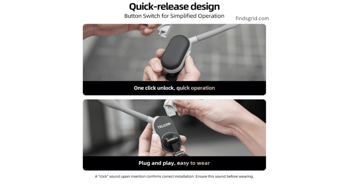 Telesin Quick Release Button Mechanism for Fast Phone Mounting