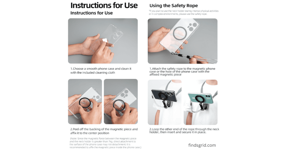 How to Install Telesin Magnetic Piece and Safety Rope on Phone