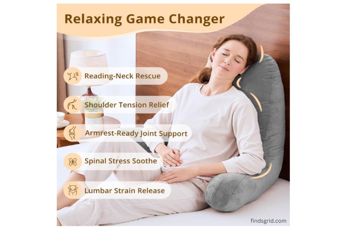Ergonomic backrest support pillow relieving shoulder and lumbar strain