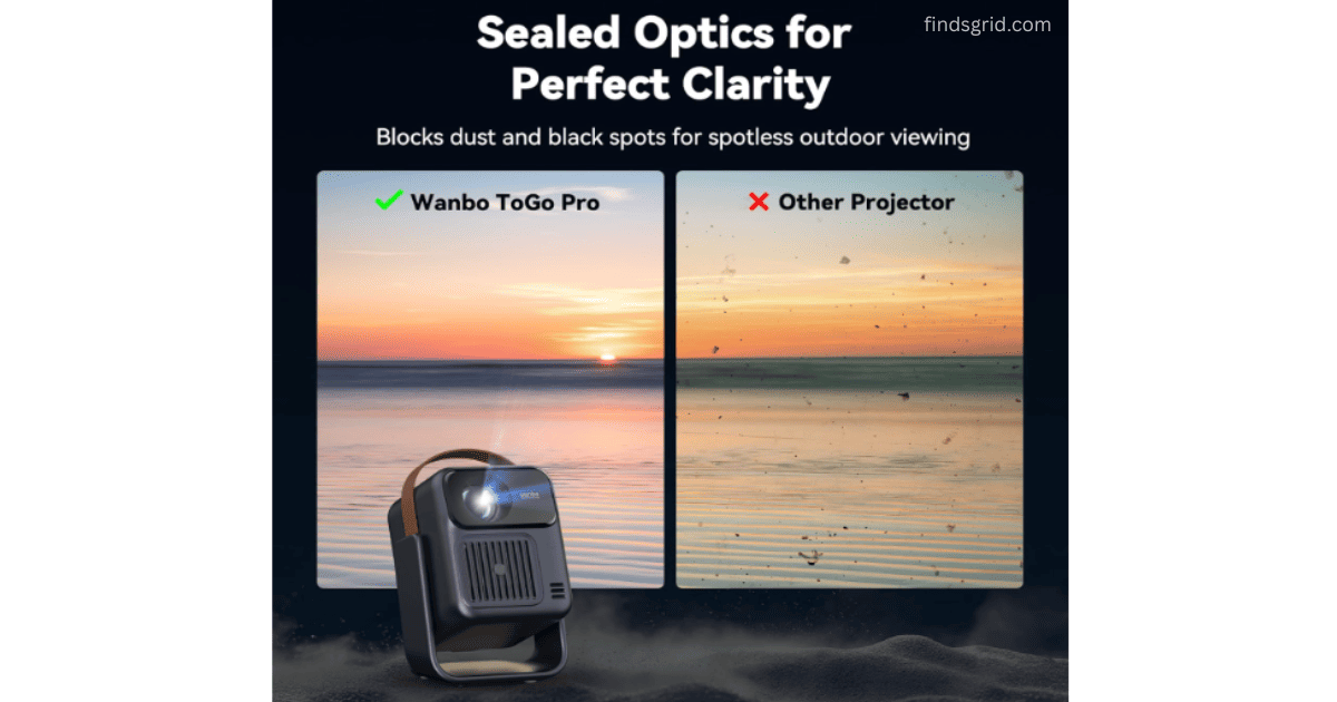 Fully enclosed optical engine projector blocking dust and black spots