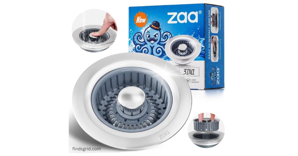 Zaa 3-in-1 Sink Strainer packaging and product