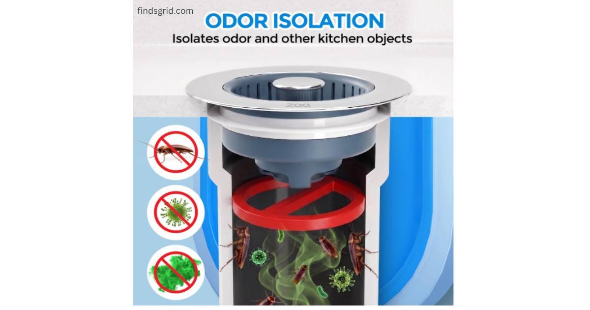 Zaa sink strainer odor isolation mechanism blocking sewer gases and pests