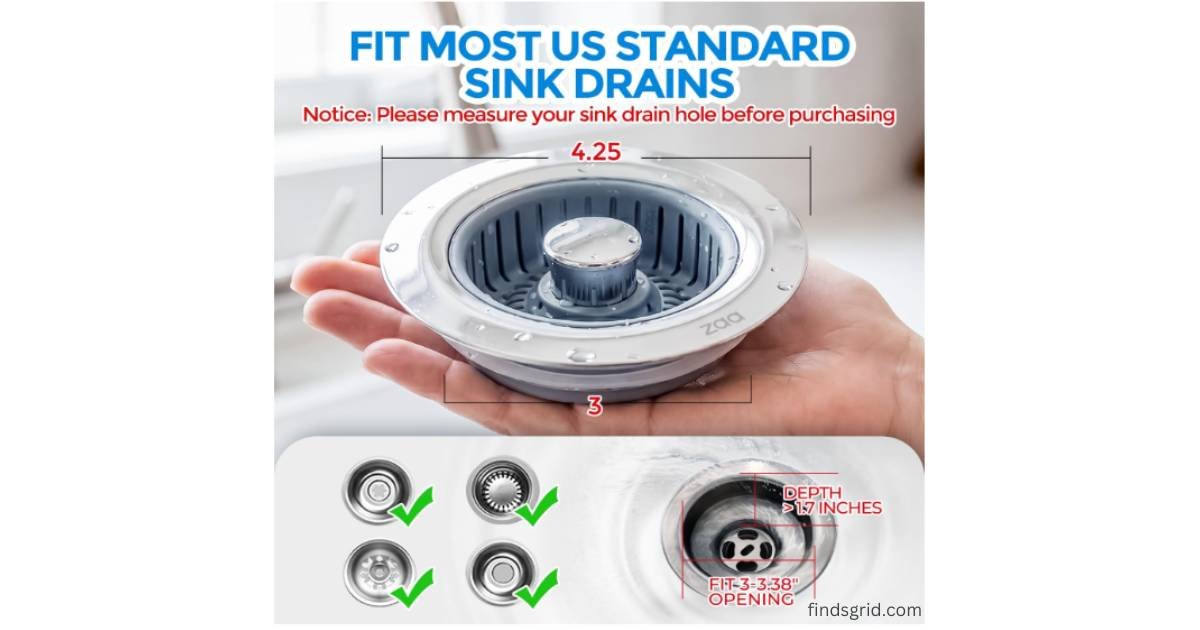 Zaa 3 in 1 kitchen sink drain strainer dimensions for US standard sinks