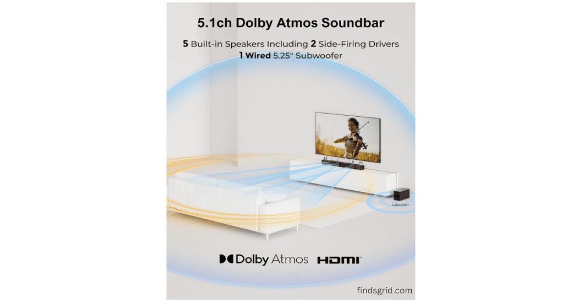 ULTIMEA 5.1ch Dolby Atmos soundbar room acoustic audio dome layout