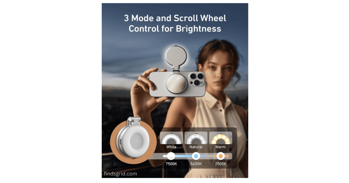 Adjustable color temperatures and brightness levels on MagSafe ring light