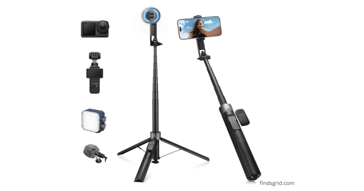 K&F Concept TF08 72 inch tripod with accessories and selfie stick mode