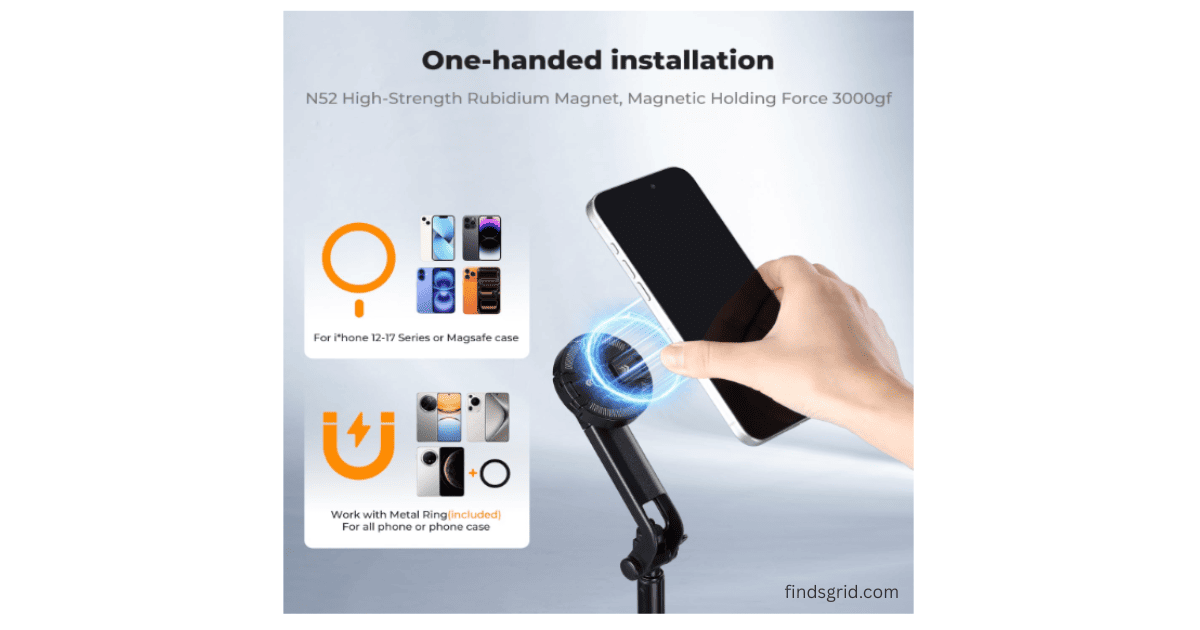 One handed MagSafe installation on K&F Concept TF08 magnetic tripod head
