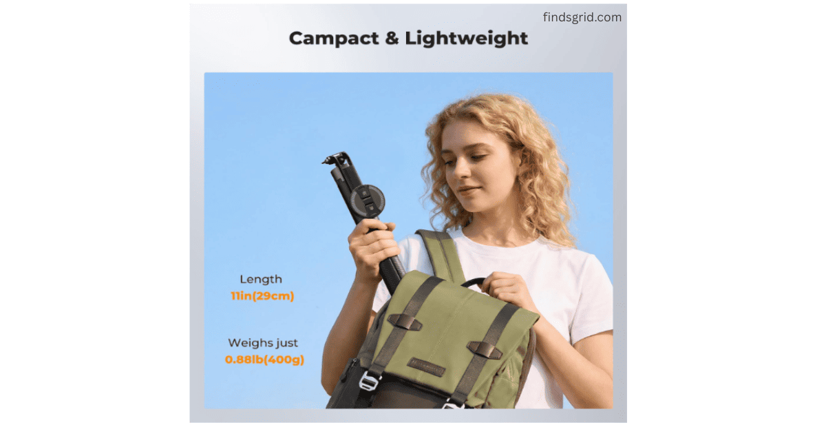 K&F Concept TF08 compact travel tripod being packed into a green backpack