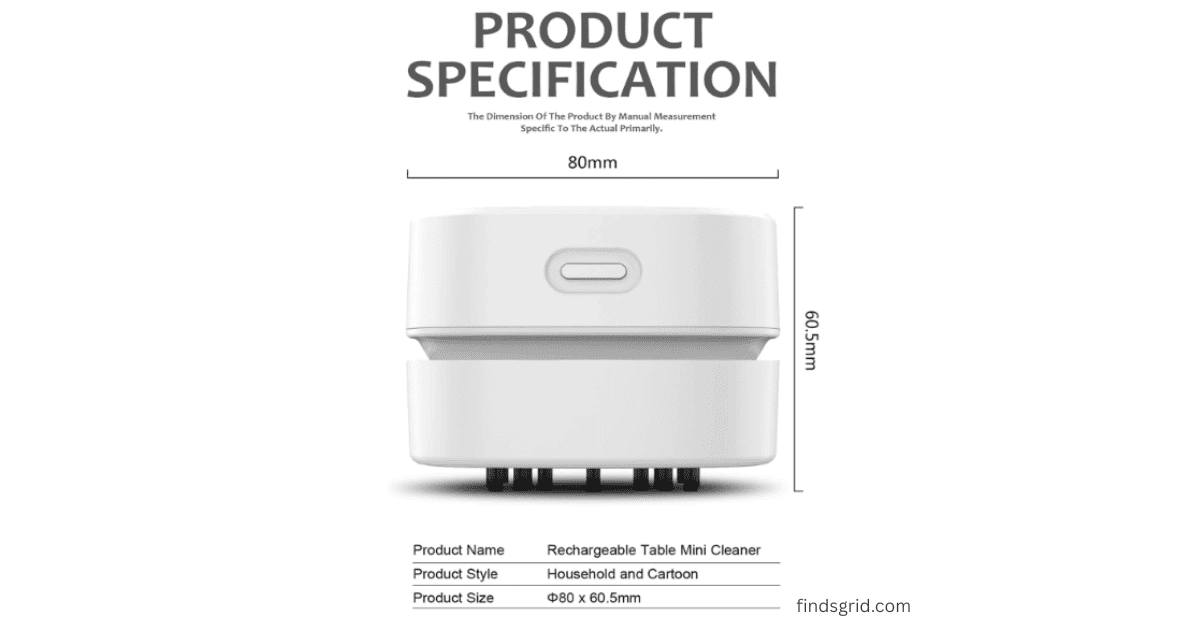 ODISTAR Desktop Vacuum Cleaner dimensions and product specification
