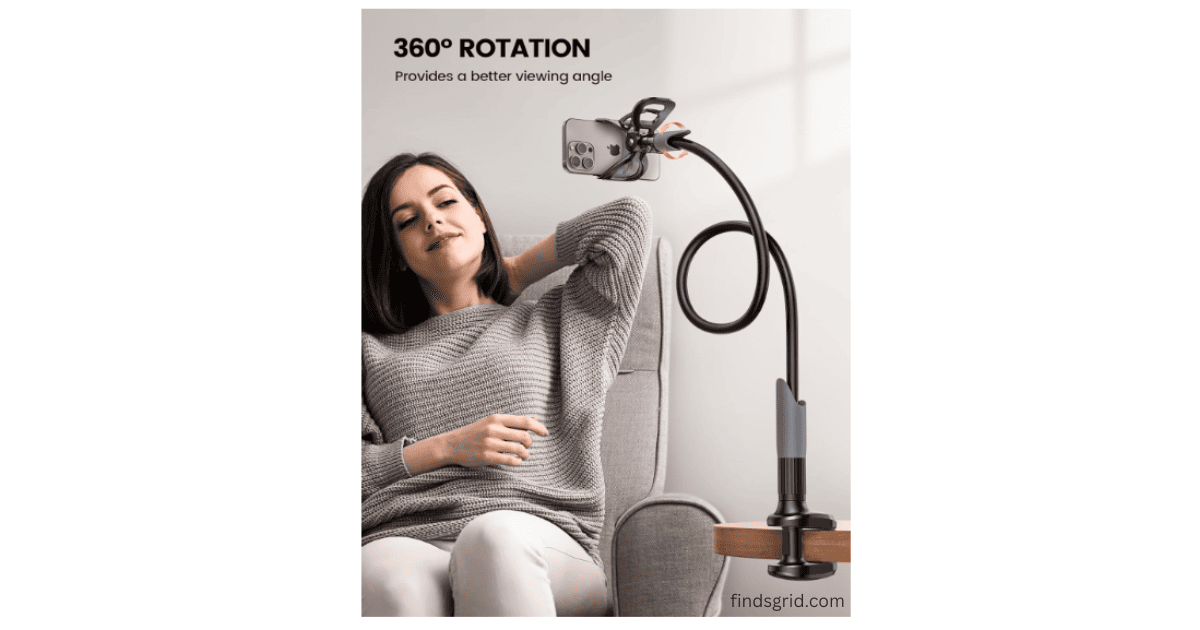 360 degree rotation phone bracket for bedside and couch streaming