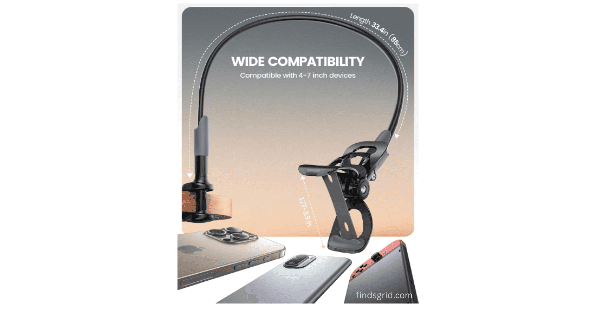Wide compatibility bedside phone bracket for 4 to 7 inch smartphones