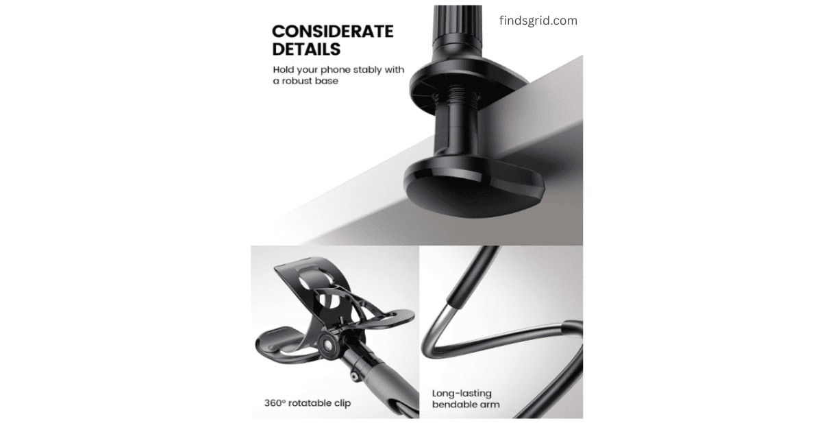 Upgraded robust base clamp and 360 rotatable clip details