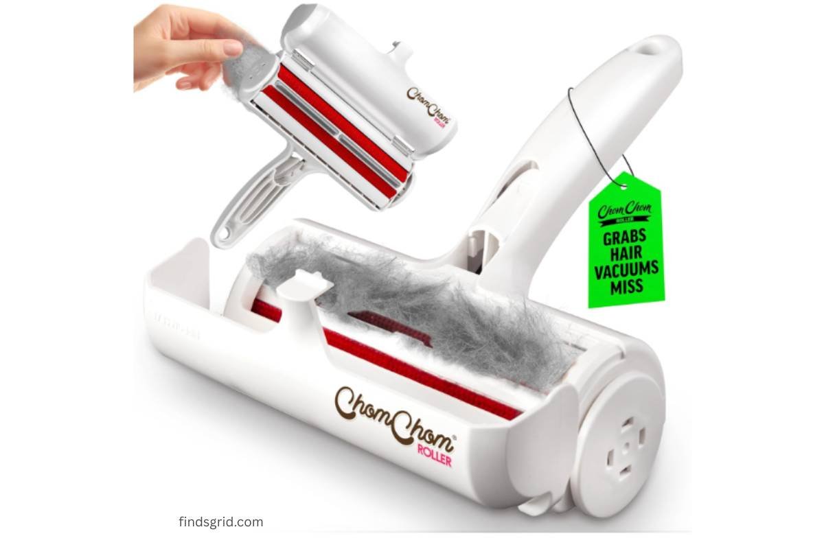ChomChom Roller open compartment filled with collected dog and cat hair