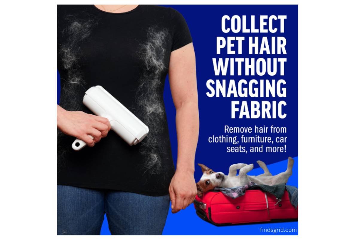 ChomChom Roller removing pet hair from black clothing fabric without snagging