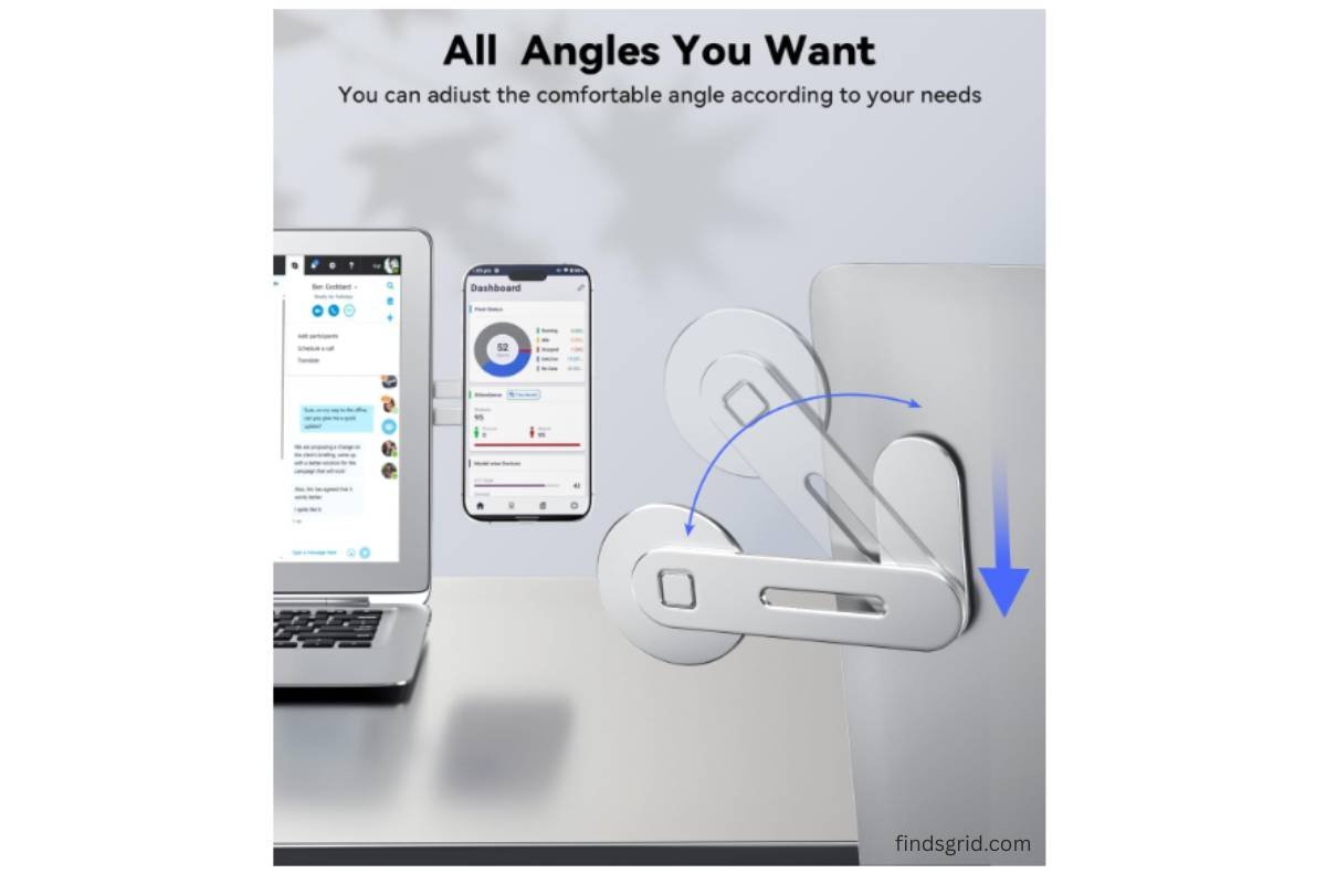 CloudValley laptop phone mount adjusting angles and folding mechanism
