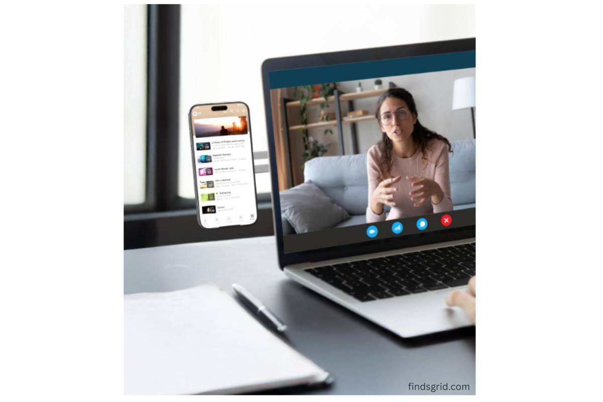 CloudValley magnetic laptop mount holding phone beside laptop screen during video call
