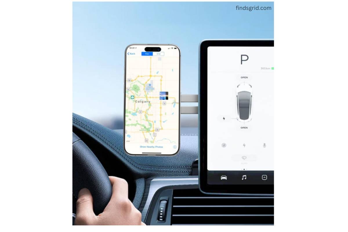 CloudValley magnetic mount used on car screen display for phone navigation
