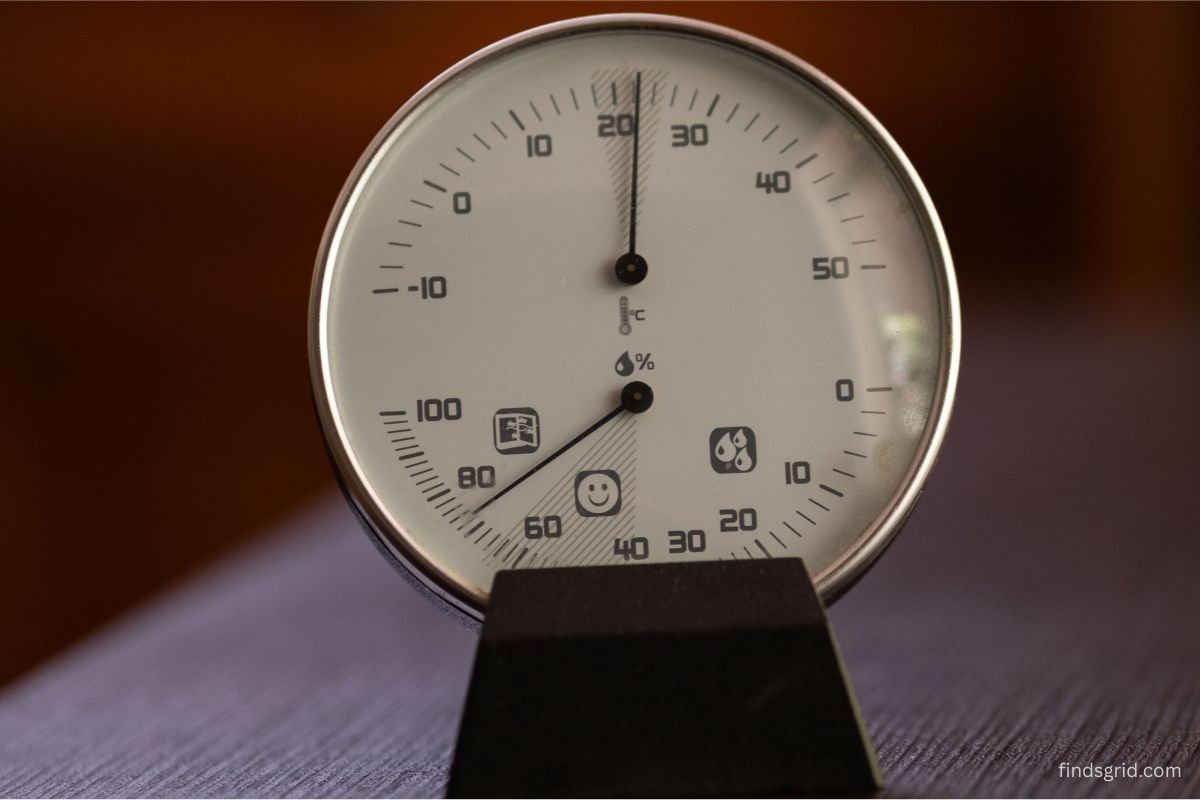 hygrometer showing ideal temperature and humidity for seed storage