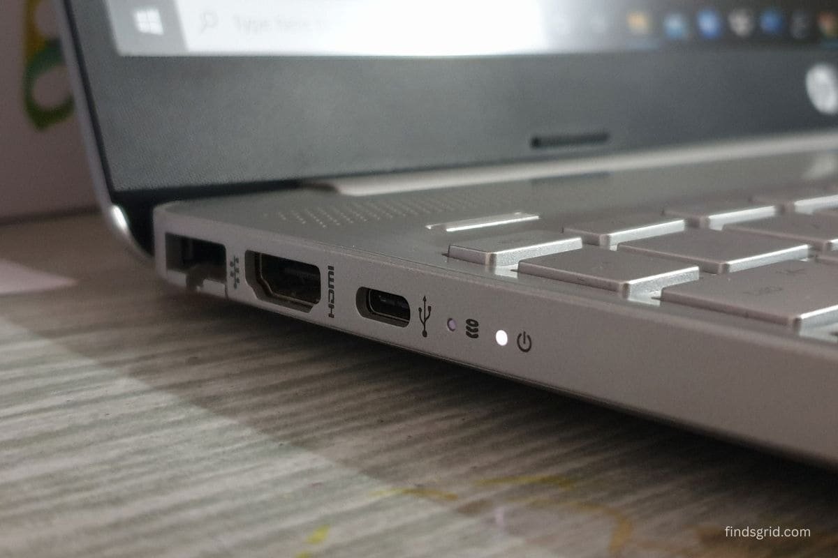 Close-up of a dusty USB-C port on a hub