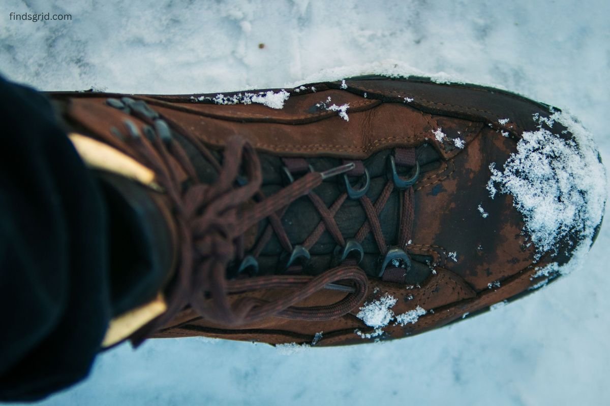 wet hiking boots and winter gear